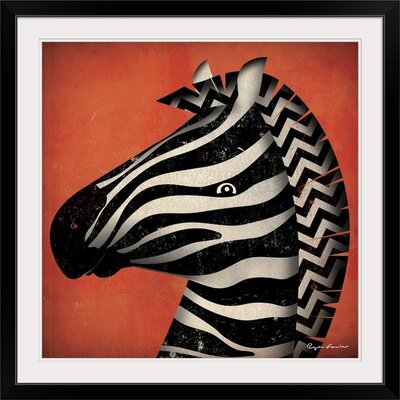 'Zebra WOW' by Ryan Fowler Graphic Art Print Great Big Canvas Format: Black Frame, Size: 38