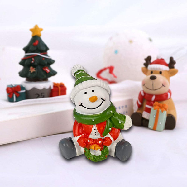Merry Christmas Santa Reindeer Snowman And Christmas Tree Figurine Set 4"H Jolly 