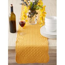 Table Runner Summer Yellow Watercolor Abstract Cotton Sateen 