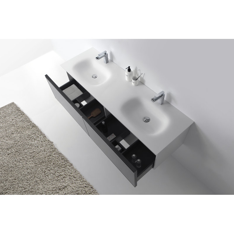 Wrought Studio Zayden 72" WallMounted Double Bathroom Vanity Set Wayfair