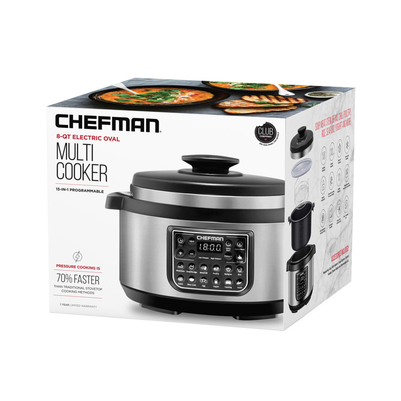 Chefman Multi Function Oval Pressure Cooker 8 Quart Extra Large