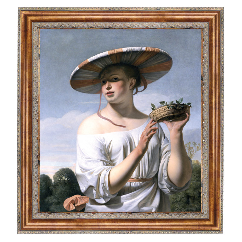 Design Toscano Girl In A Large Hat 1645 Framed Painting Print On