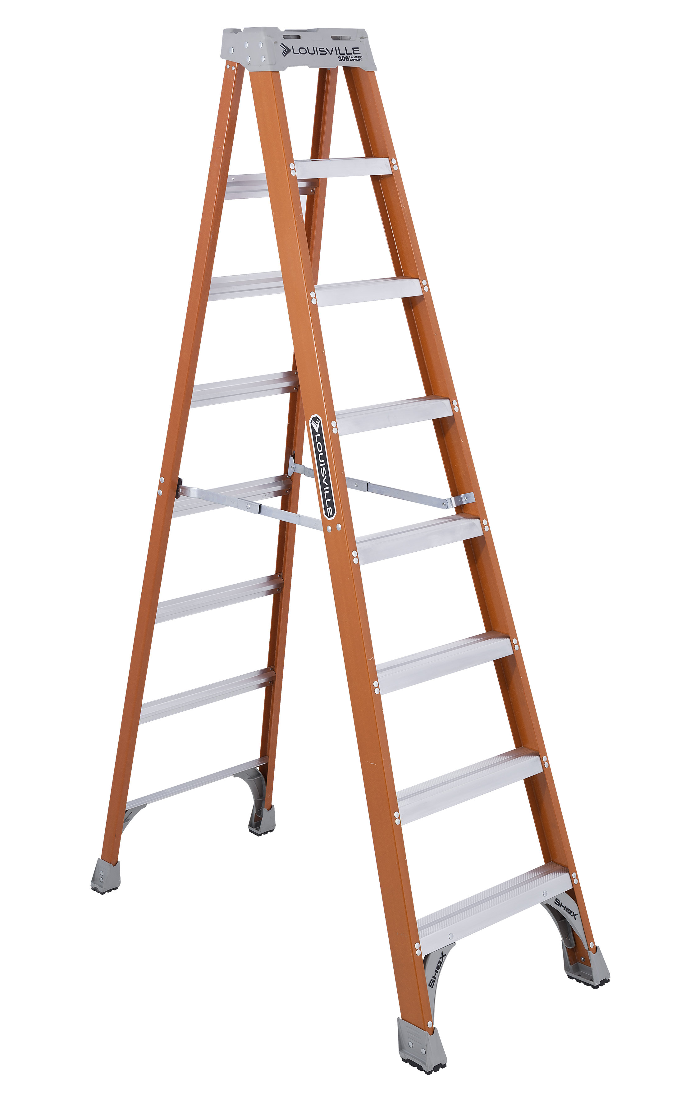 Louisville Commercial Aluminum Step Construction Tool Ladder 250 LB Capacity 