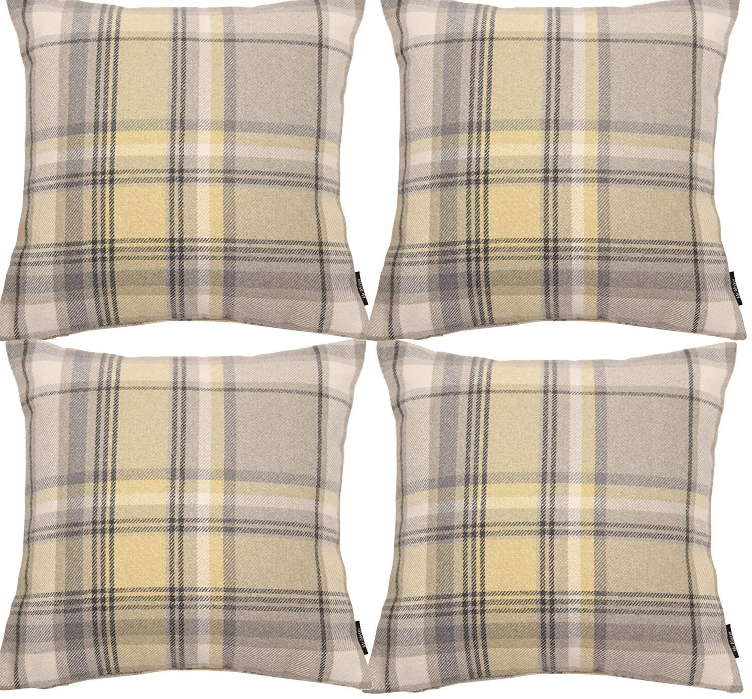 Tartan Check Filled Cushion Covers Reversible Stripe Scatter 17"  or 23"
