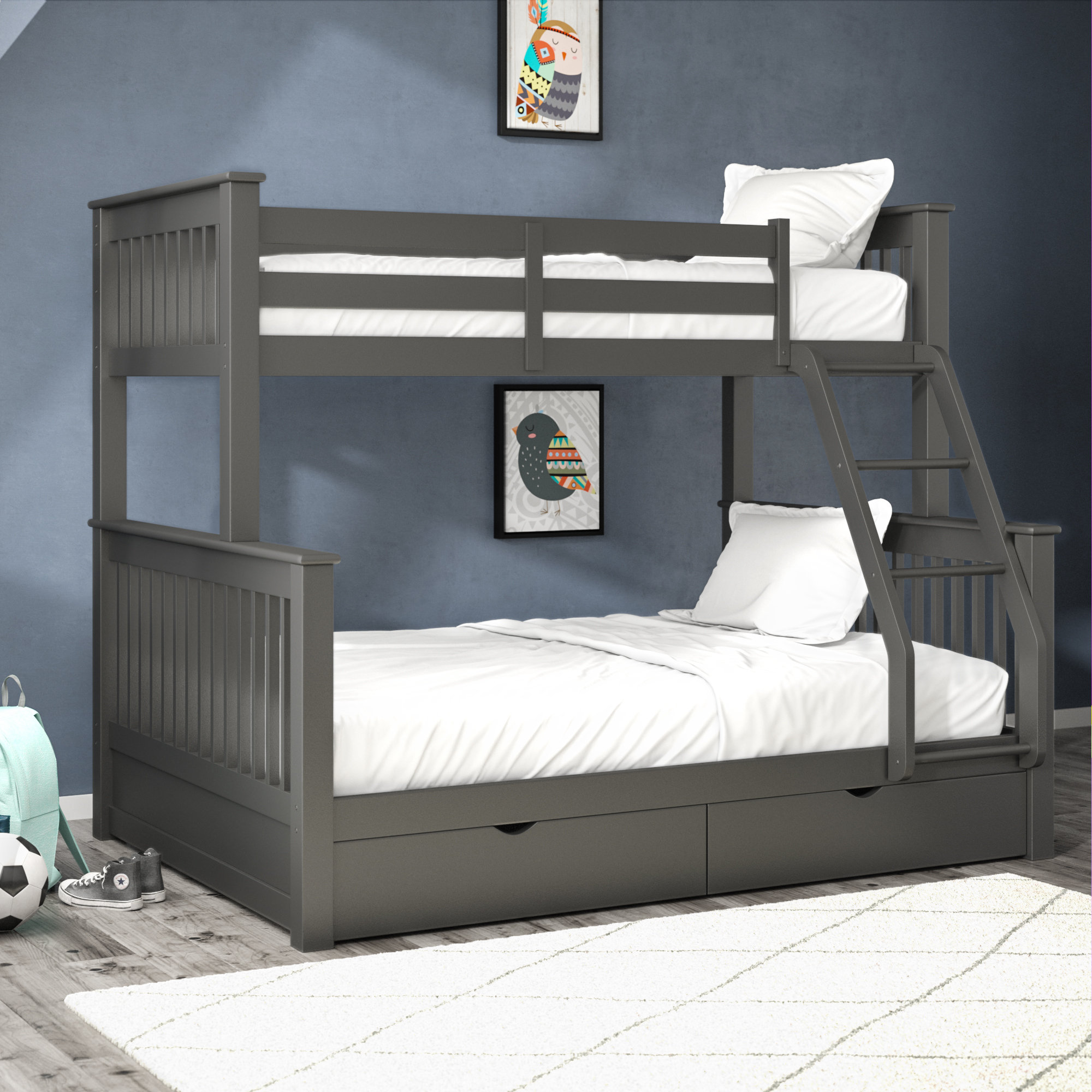 grey bunk beds twin over full