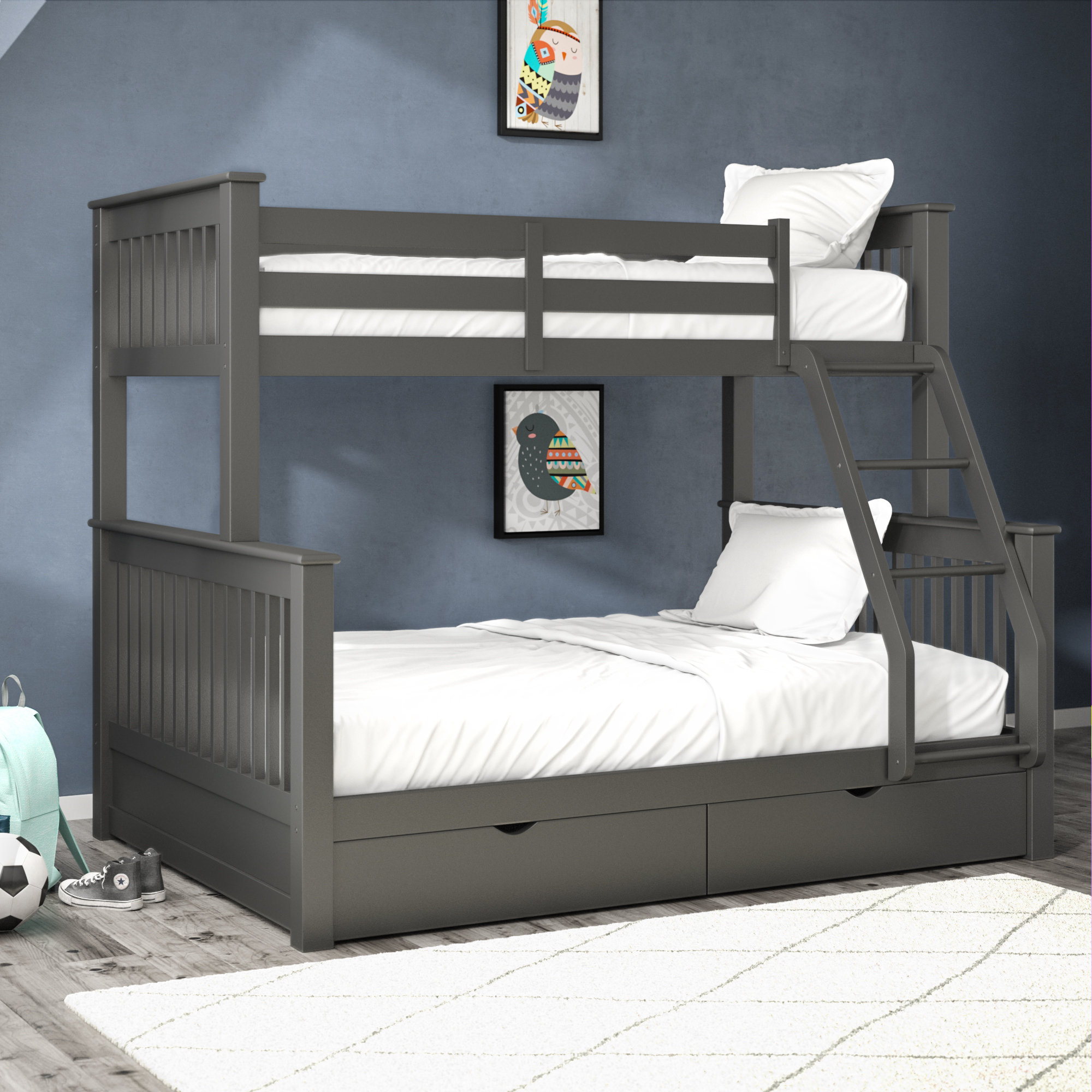 grey twin over full bunk bed