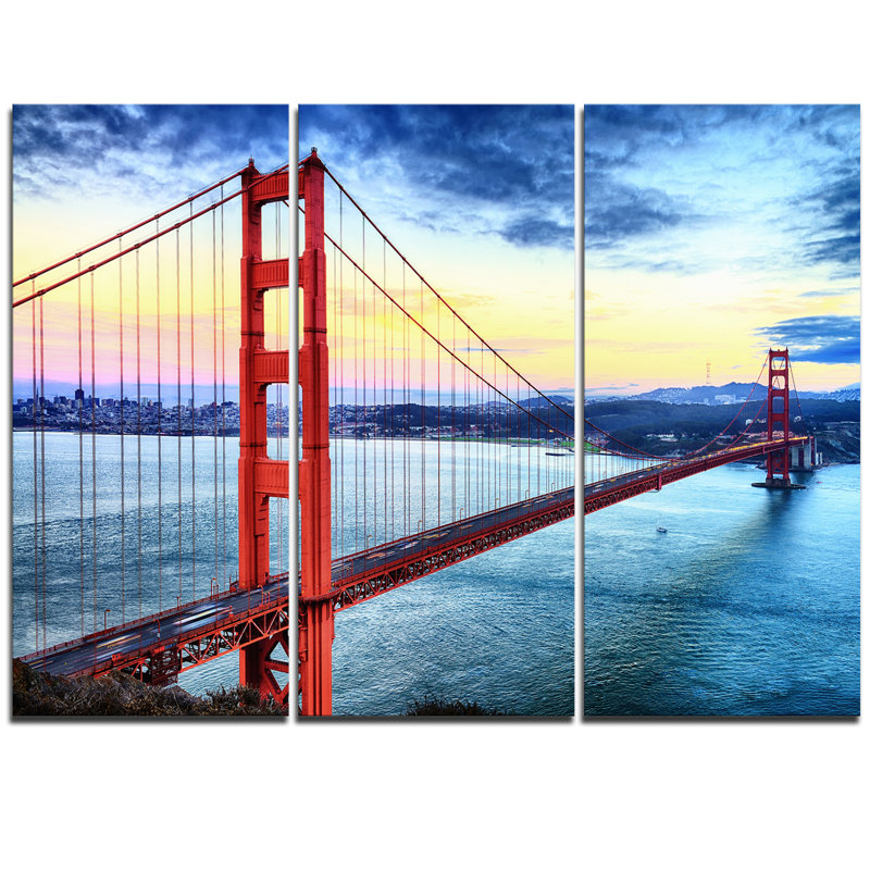 Golden Gate Bridge In San Francisco 3 Piece Graphic Art On Wrapped Canvas Set