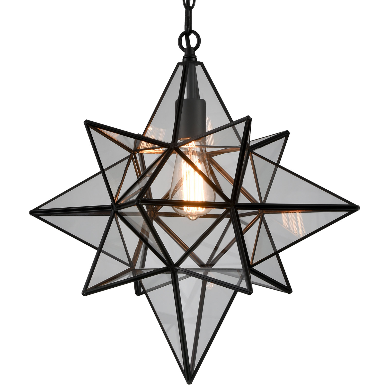 Corrigan Studio® Moravian Star Light Modern Black Pendant Lights Clear