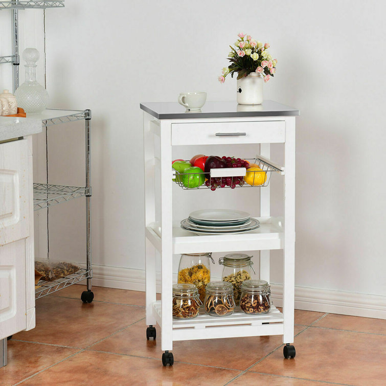 Ebern Designs Wifrith Rolling Stainless Steel Kitchen Cart Reviews Wayfair