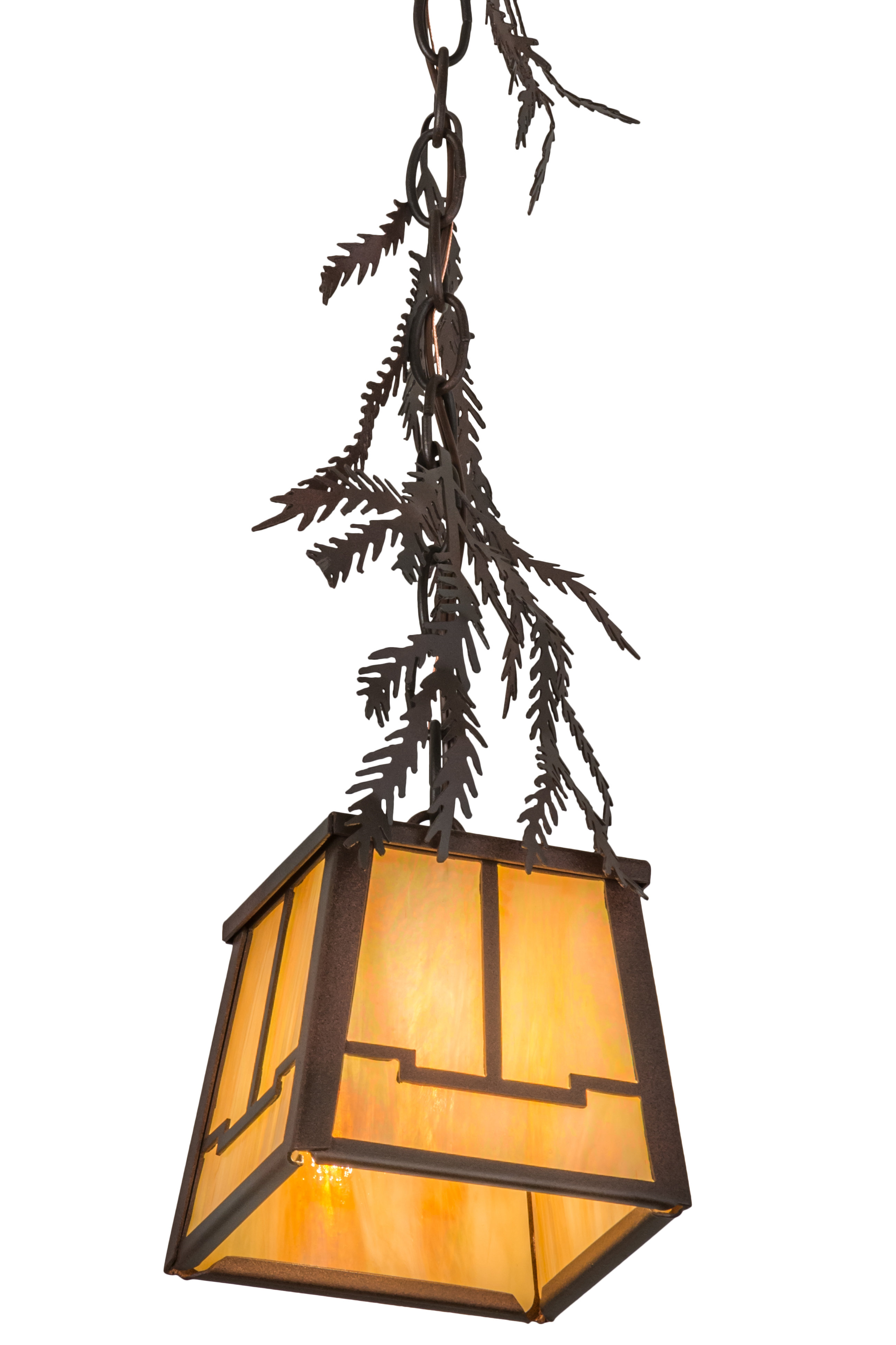 Meyda Tiffany Pine Branch Valley View 1 Light Lantern Geometric Pendant Wayfair
