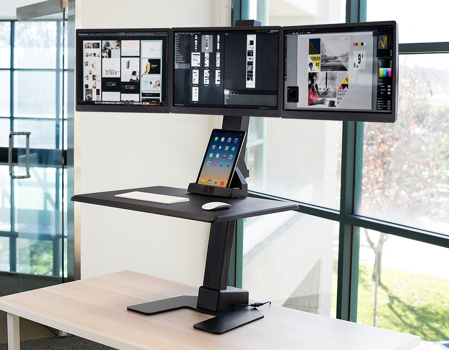 Mount It Triple Monitor Electric Height Adjustable Standing Desk