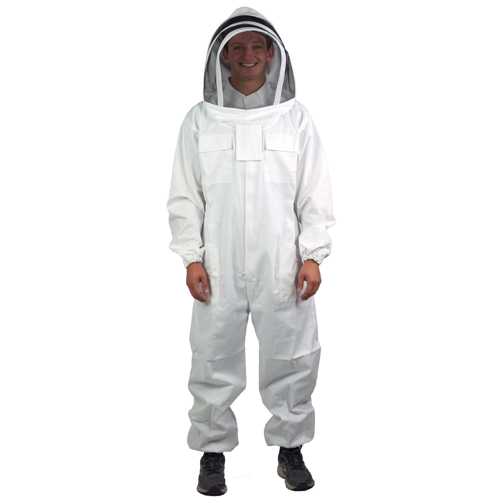 Professional Cotton Full Body Beekeeping Suit with Self Supporting Veil Hood XXL 