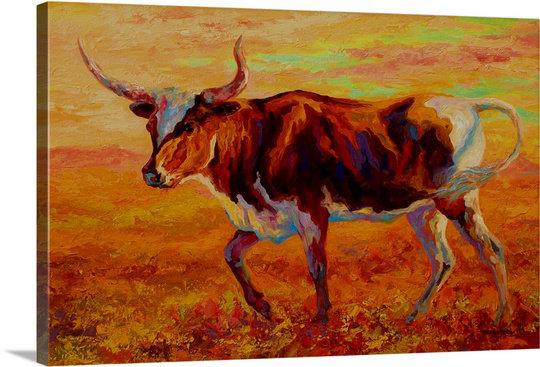 Canvas On Demand Longhorn Heifer By Marion Rose Painting Print