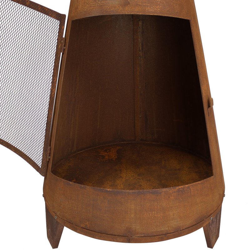 17 Stories Waldron Outdoor Backyard Steel Wood Burning Chiminea
