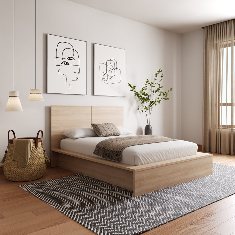 (similar incomplete)Guendolyn Platform Bed & Headboard Color: Natural Blonde Oak, Size: King