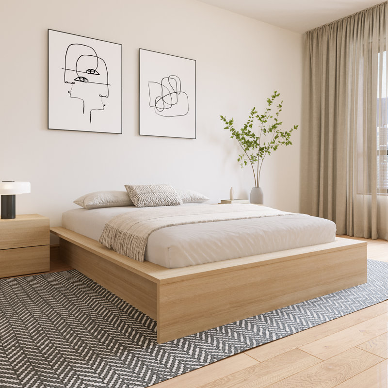 Hamdija Platform Bed Color: Natural Oak, Size: Full / Double