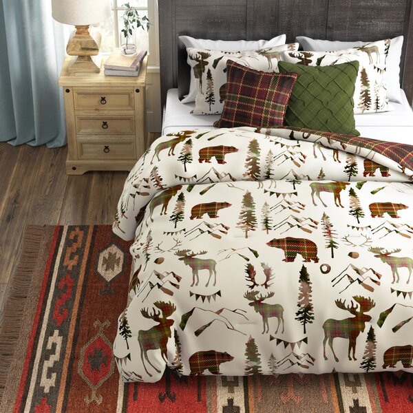 MOOSE Lodge 3pc Queen Quilt Set Rustic Country Hunting Cabin Woods Lake Retreat 