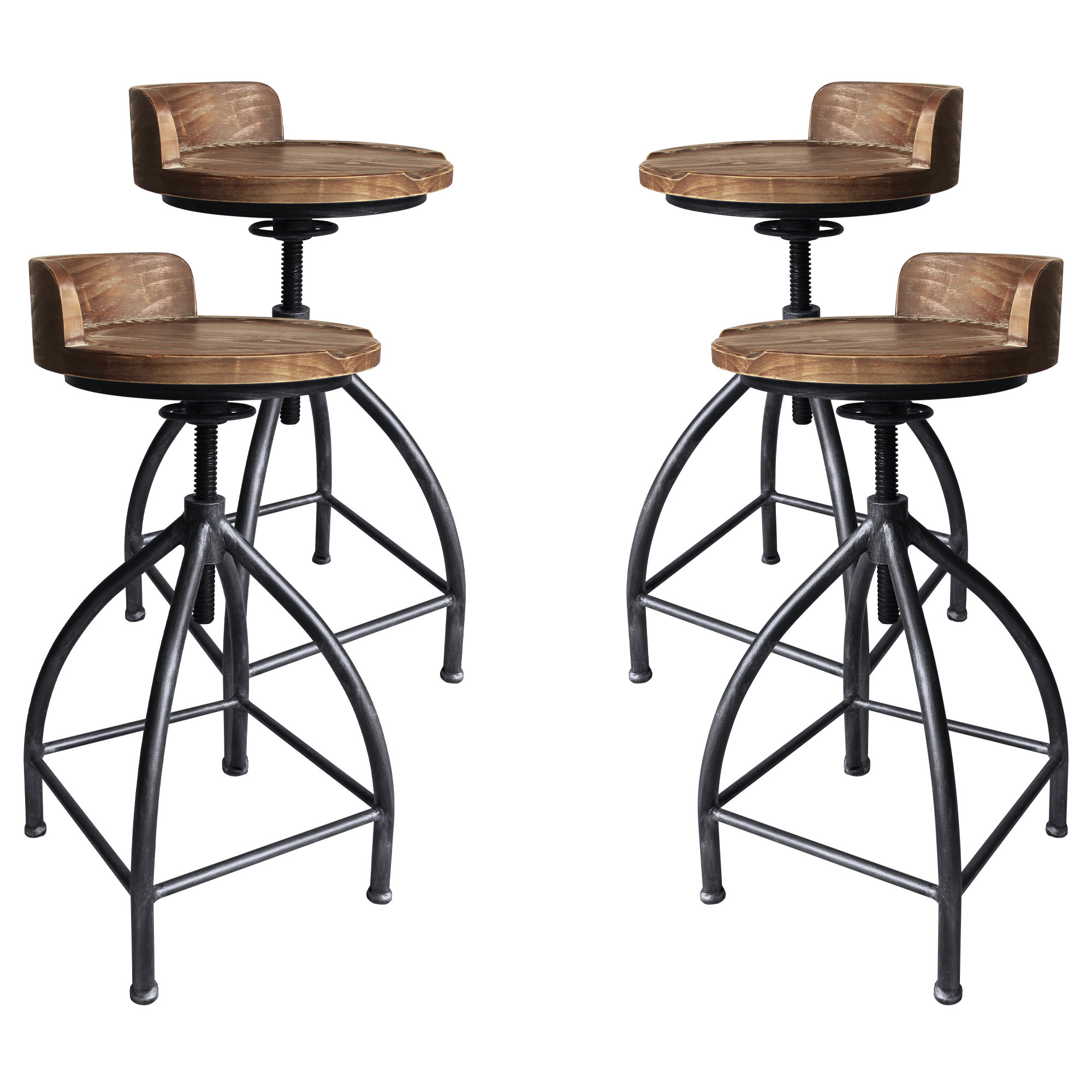 arballo metal adjustable height bar stool  set of 4