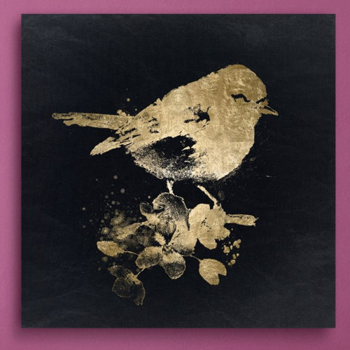 'Gold Bird' - Wrapped Canvas Printing Print East Urban Home Size: 30.48cm Hx30.48cm Wx3.81cm D