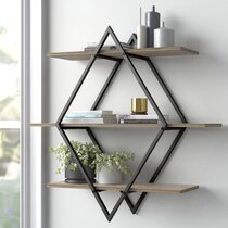 Details about   Set of 2 Geometric Wall Shelf Triangle Storage Shelving Gold Metal Display Unit 