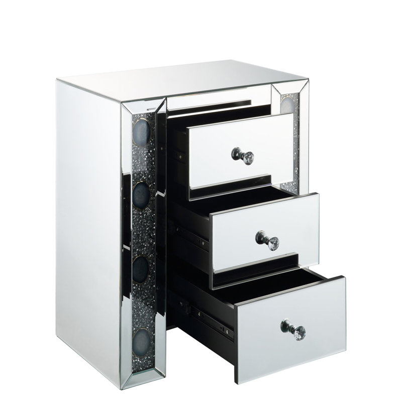 Everly Quinn Stroud 2 Drawer Glass Nightstand In Clear Wayfair