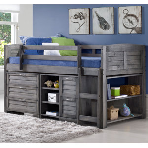 Evan Twin Low Loft Slat Bed with Bookcase and Chest