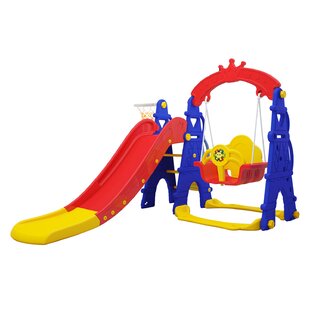 Details about   Toddler Climber Sliding Swing Set In/Outdoor 3 In 1 Playset w/ Basketball Hoop 