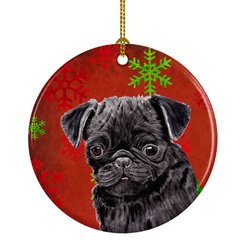 Pug Watercolor Dog Ornaments Two Sided Gloss Metal Ornament Pug Personalized Christmas Ornament