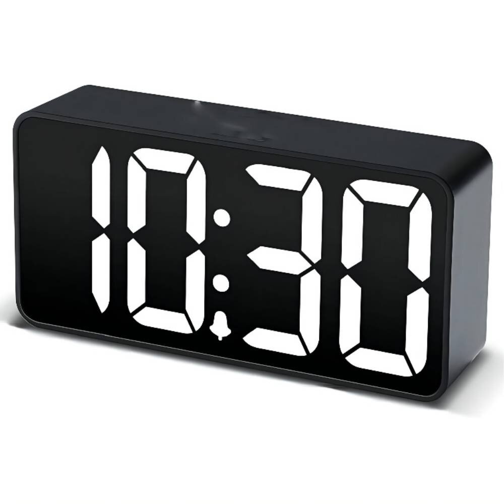 0-100% Dimmer White 9 Large LED Digital Alarm Clock with USB Port for Phone Charger Outlet Powered Touch-Activated Snooze