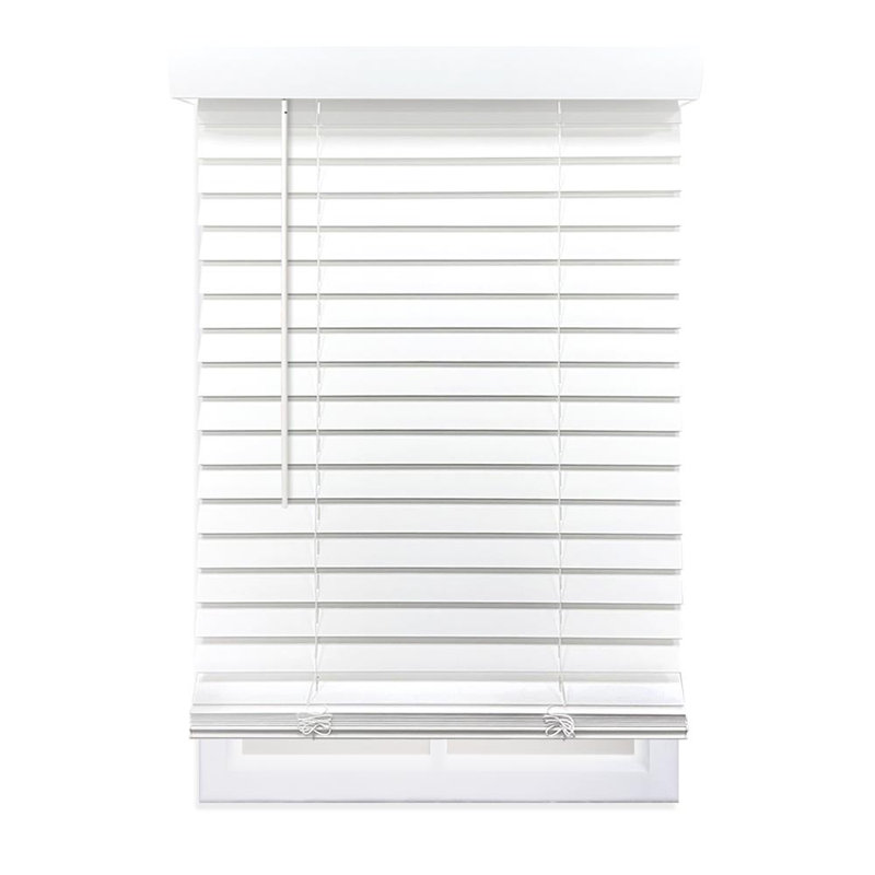 2-inch Room Darkening Slat Cordless Faux Wood Horizontal/Venetian Blind in Smooth White Finish Length & Width: 27"W x 72"L