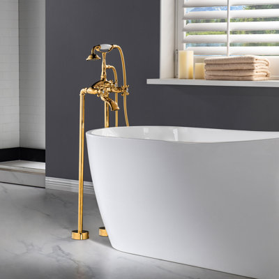 Triple Handle Floor Mounted Clawfoot Tub Faucet