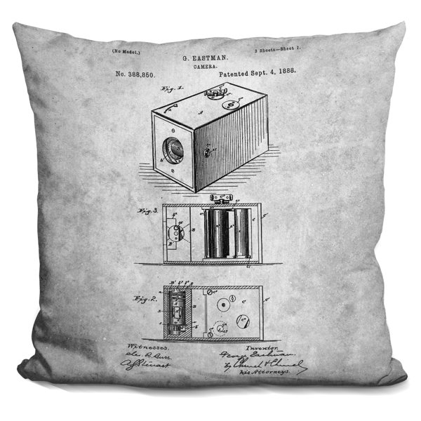 Williston Forge Kinyon Vintage Camera Blueprint Throw Pillow Wayfair