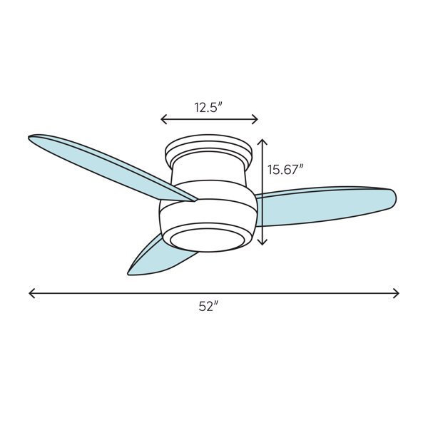 Blade Flush Mount Ceiling Fan with Pull 