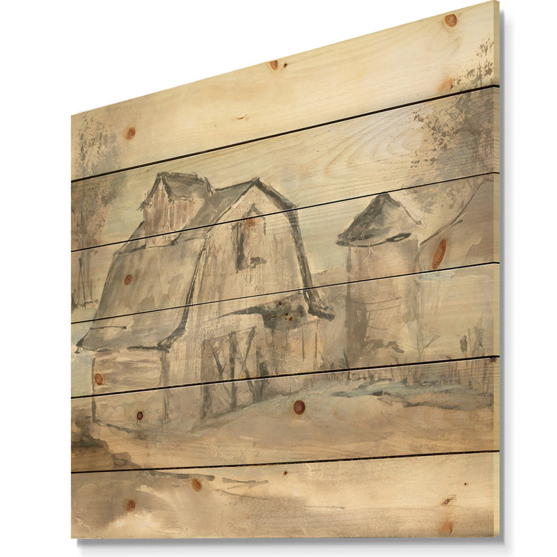 East Urban Home Modern Farmhouse Farmhouse Barn V Print On Wood