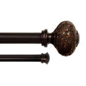 Sabrina Mosaic Knob Drapery Double Curtain Rod and Hardware Set