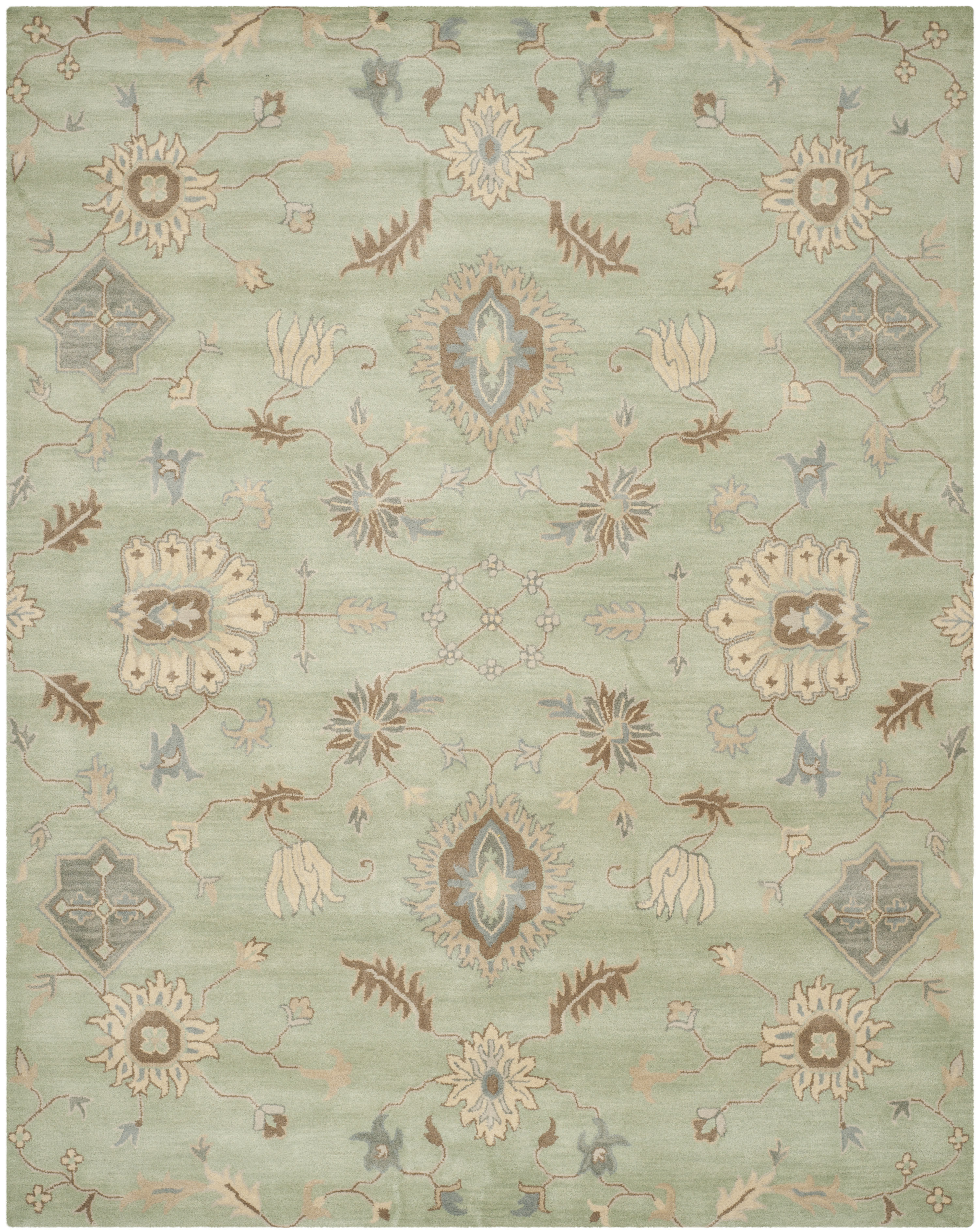 Safavieh Wyndham Floral Handmade Tufted Wool Light Green Cobalt Blue Brown Area Rug Perigold