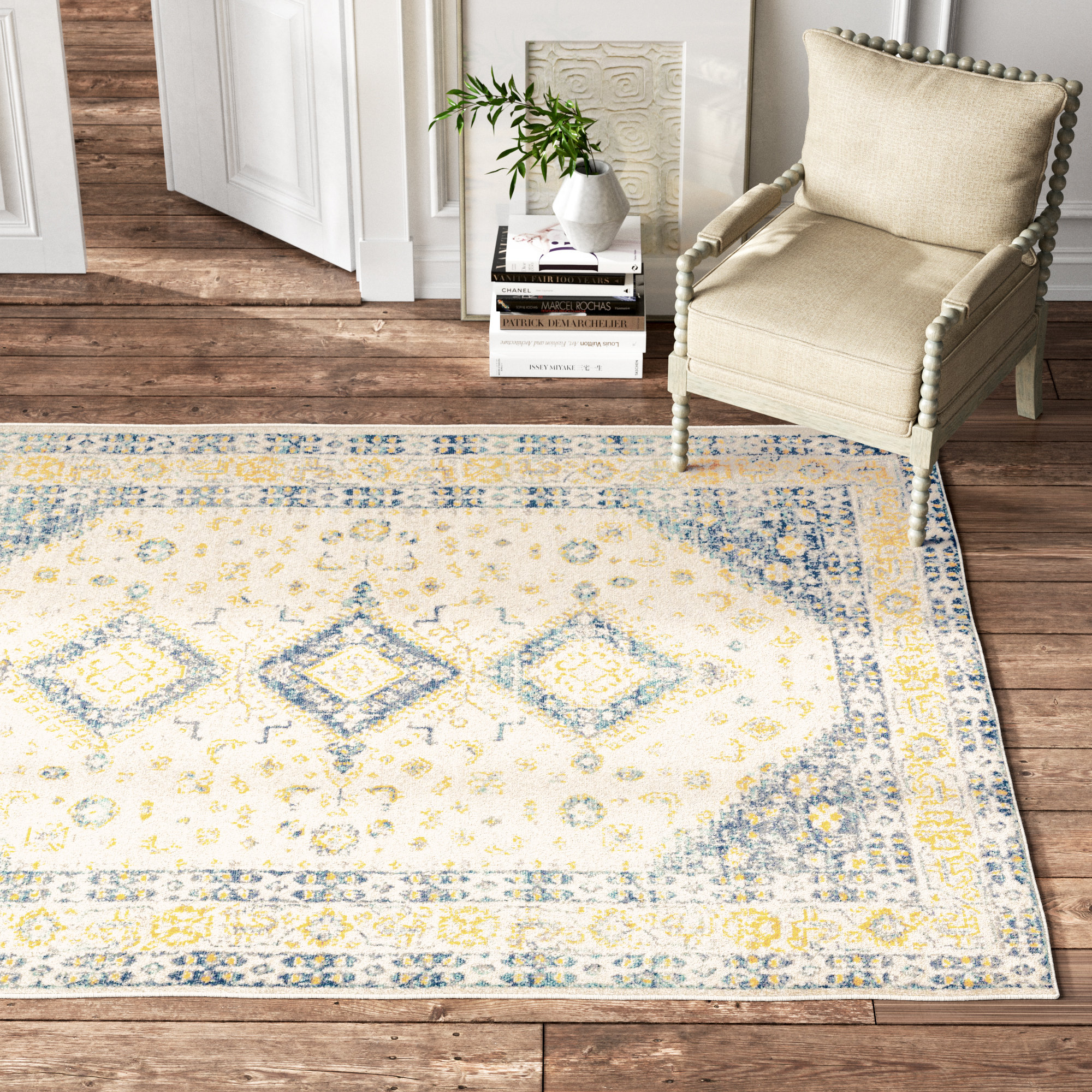 Kelly Clarkson Home Belmont Oriental Denim/Saffron/Cream Area Rug