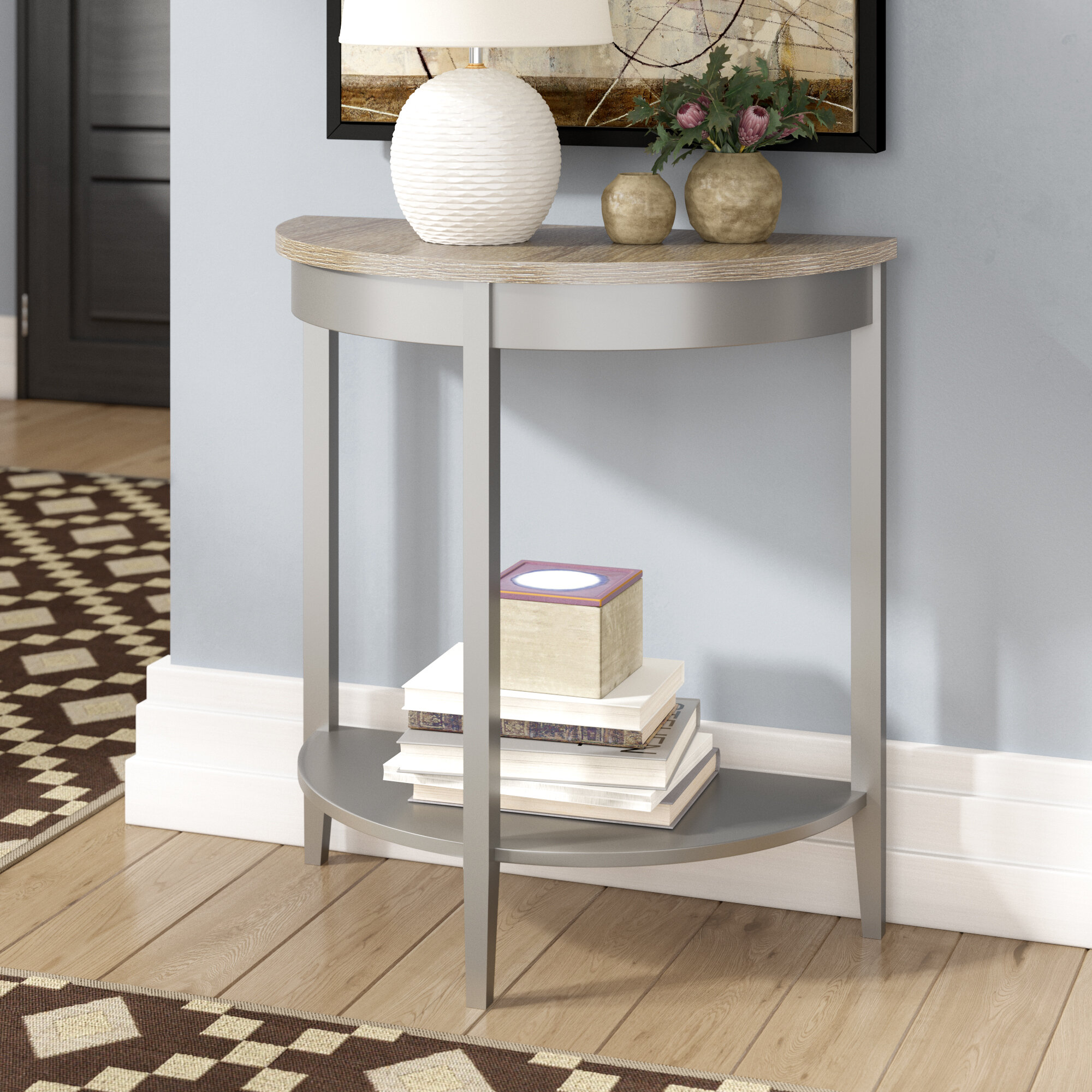 painted half moon console table