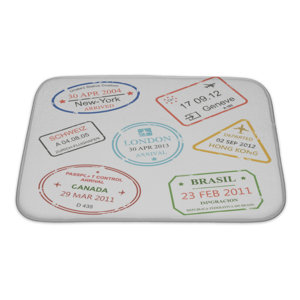 Vintage International Business Travel Visa Stamps Set Bath Rug