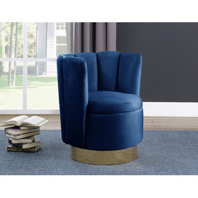 30" W Velvet Swivel Barrel Chair