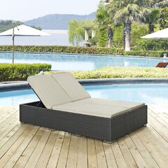 attwater double reclining teak chaise lounge with cushion brayden studio