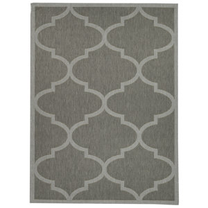 Emma Morroccan Trellis Power Loom Dark Gray Indoor/Outdoor Area Rug