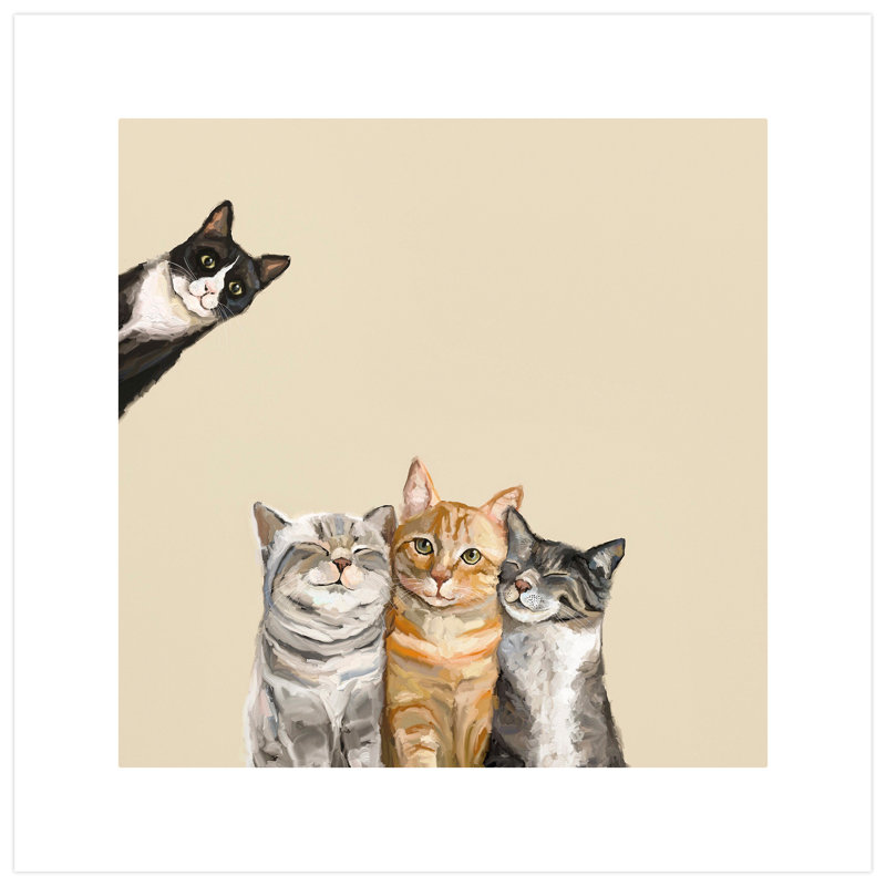 Ebern Designs Feline Friends Three Cats Plus One Acrylic