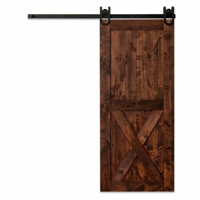 Paneled Wood Artisan Sliding Barn Door Without Installation Hardware Kit