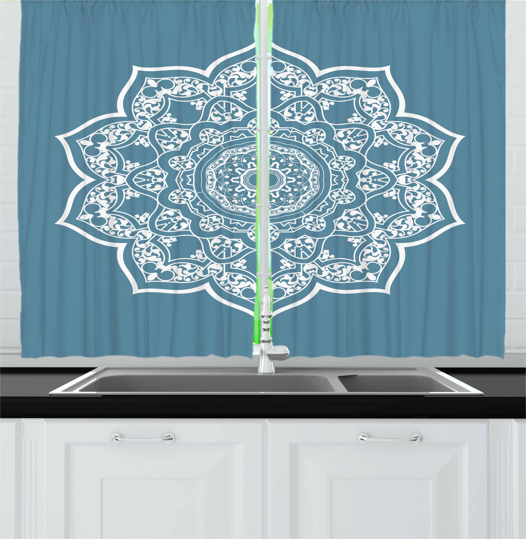 East Urban Home 2 Piece Cultural Universe Fl Mandala With Lace Effects Boho Motif Lotus Kitchen Curtains Wayfair Piece Cultural Universe Fl Mandala