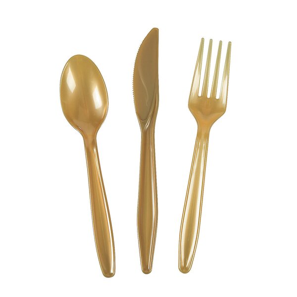 Elegant Gold Utensils For Party Glitz Gold Glitter Assorted Cutlery 24 Count 