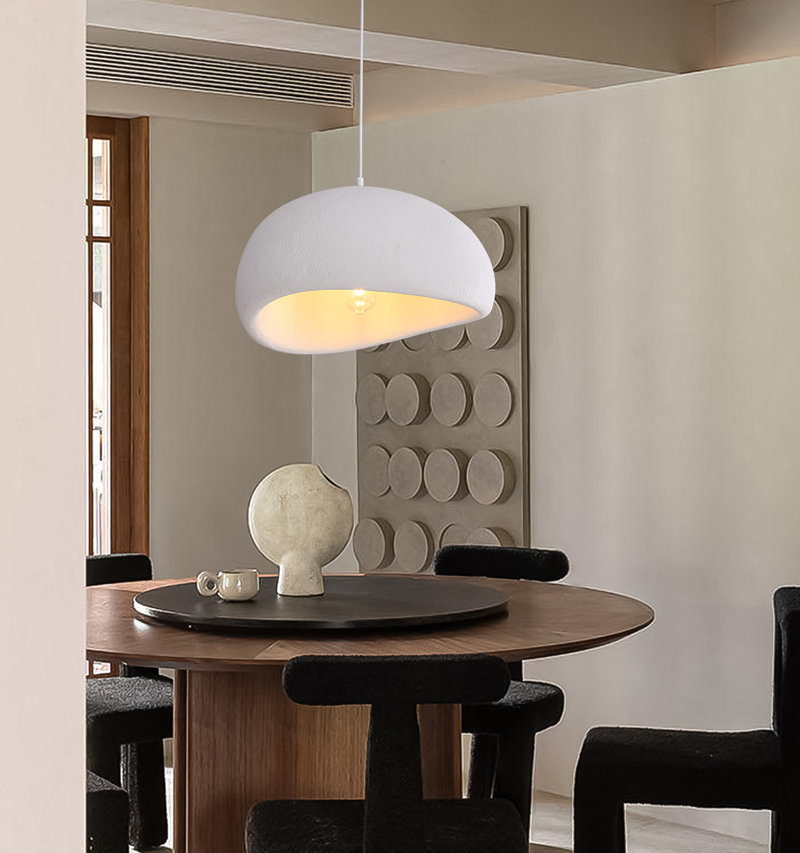 Heidelberg Single White Finish Unique Polyester Pendant Size: 44" H x 16" W x 16" D