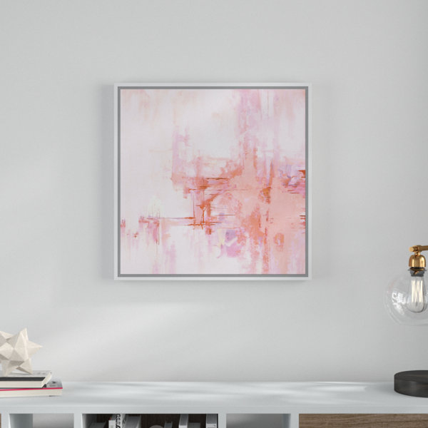 Blush Pink Abstract - Floater Frame Graphic Art on Canvas