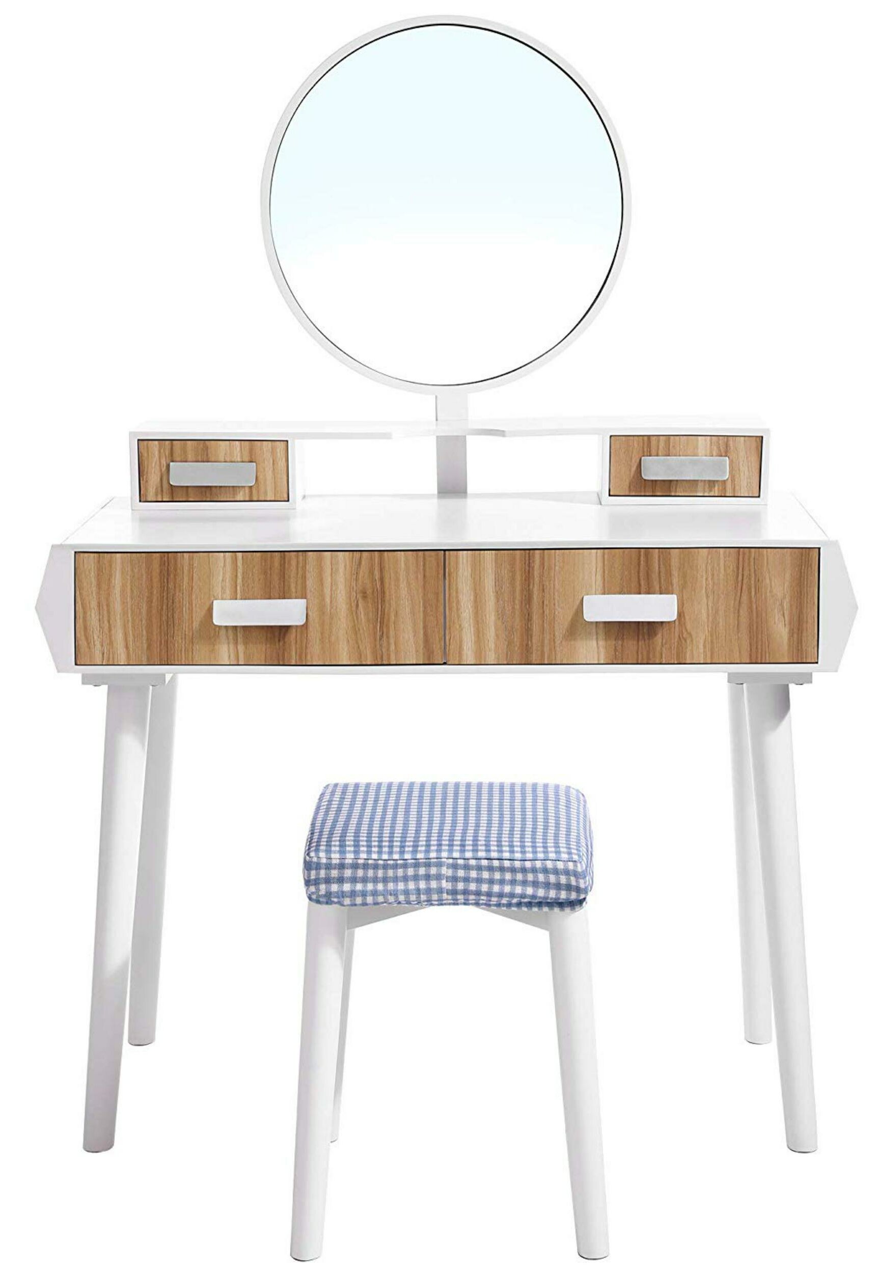 Latitude Run Jaliyiah Wooden Vanity Set With Stool And Mirror Wayfair