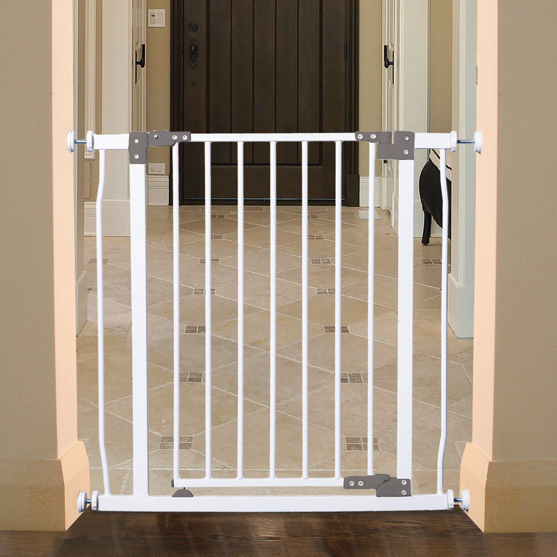baby gate that allows door to close